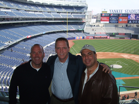 Tim on the left, David Cone in the center and Andrew on the right at The 'Perfect' Suite at Yankee Stadium